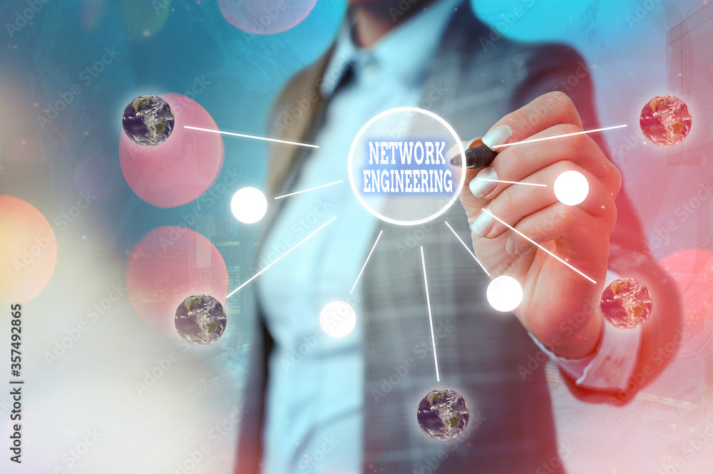 Poster conceptual hand writing showing network engineering. concept meaning professional who has the skills