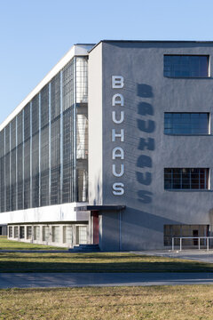 The Staatliches Bauhaus, former home of the design school that founded modernism, in Dessau, Germany on March 12, 2014.