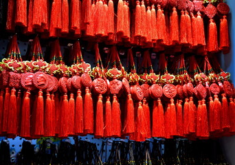 SHANGHAI, CHINA - May 7, 2017 - Decoration souvenirs from China on market near Yu Garden, Shanghai