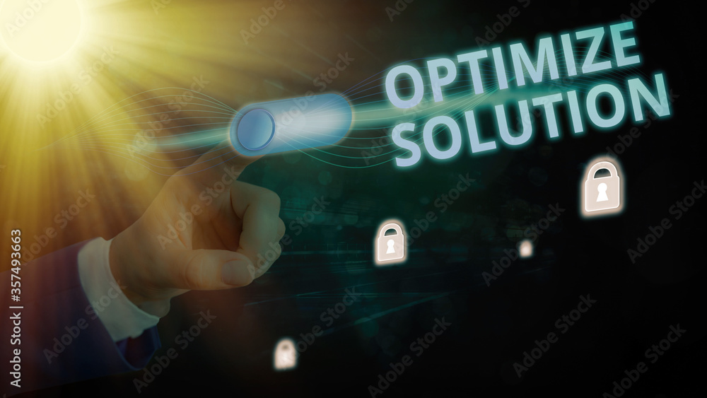 Poster handwriting text optimize solution. conceptual photo process of finding the greatest value of the so