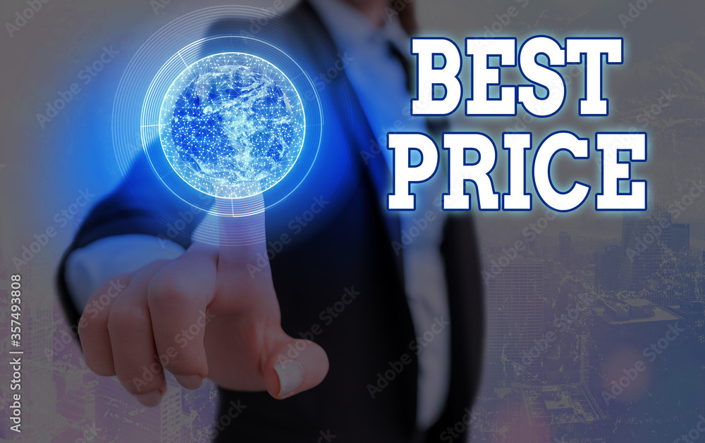 Poster text sign showing best price. business photo text the most considerate cost of a product given to th