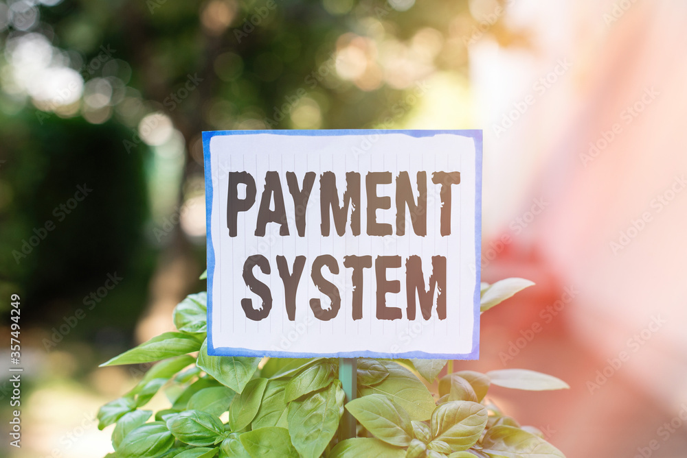 Poster writing note showing payment system. business concept for different transaction method allowing the 