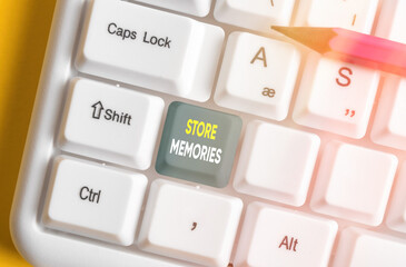 Text sign showing Store Memories. Business photo text a process of inputting and storing data...