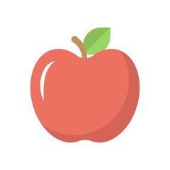 Fresh red apple icon in flat design style. Creative logo, mascot design element.