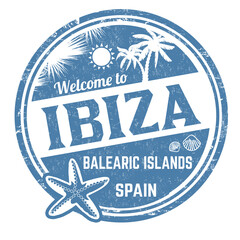 Welcome to Ibiza sign or stamp - obrazy, fototapety, plakaty