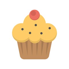 Cupcake muffin with cherry on top. Cake, dessert symbol.