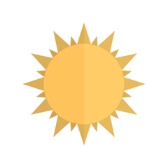 Sun icon in flat design style. Realistic logo, mascot design element.