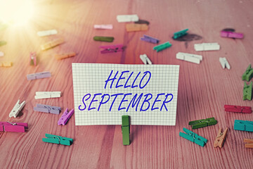 Handwriting text Hello September. Conceptual photo greeting used in commemorating the ninth month...