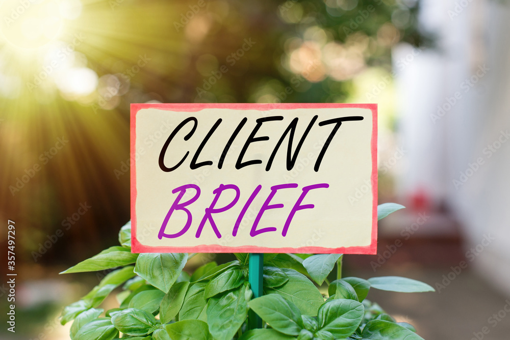 Poster text sign showing client brief. business photo text the document granted by clients which contain bu