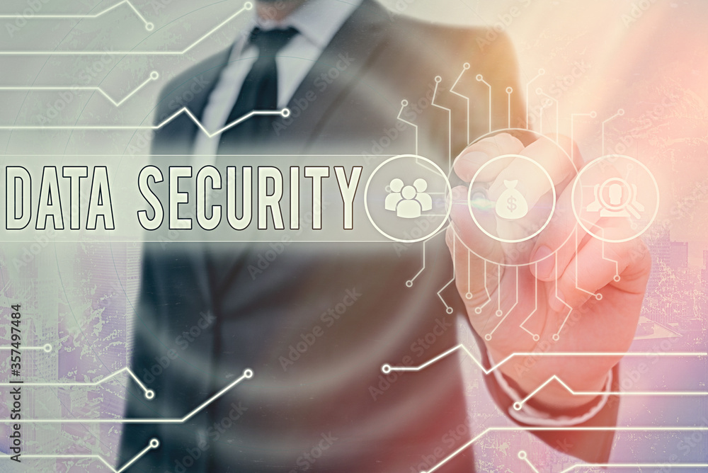 Poster handwriting text data security. conceptual photo protected important an individualal data from unaut