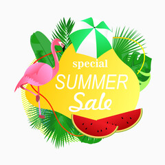 poster illustration special summer sale for social media promotion and advertising