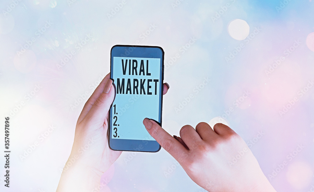 Poster writing note showing viral market. business concept for network passing and spreading message or vid