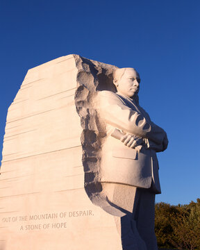 Statue at the Martin Luther King memorial in Washington DC, USA in October 2013.