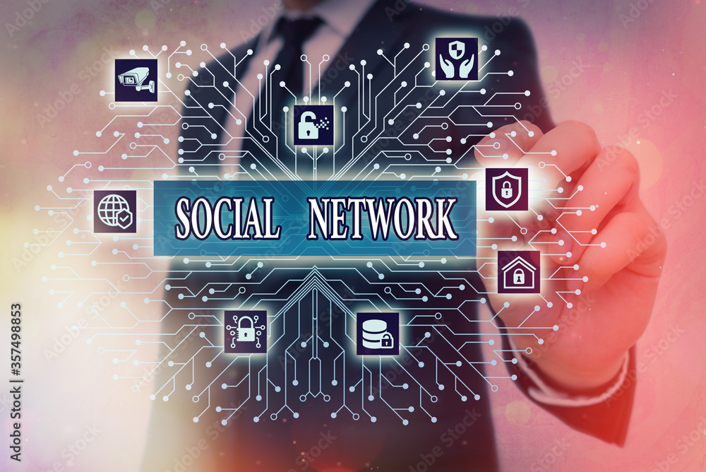 Poster word writing text social network. business photo showcasing a framework of individual linked by inte