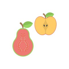 Apple and pear slice icon. Fresh fruit symbol.