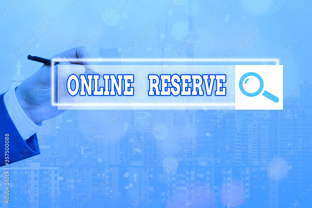 Poster text sign showing online reserve. business photo showcasing enables the customers to book by checkin
