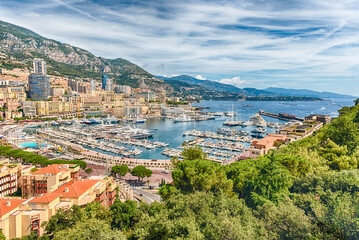 Fototapeta na wymiar View over luxury yachts and apartments in Monte Carlo, Monaco