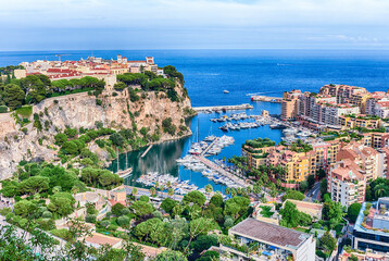 Obraz premium Panoramic view of Monaco City and the port of Fontvieille