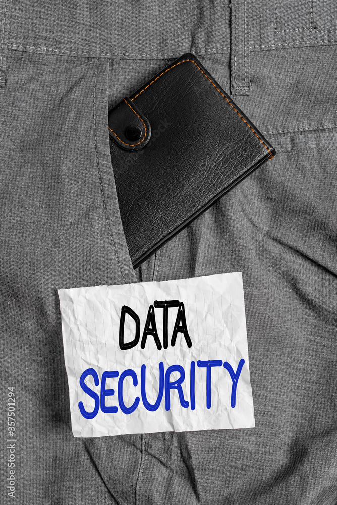 Aufkleber text sign showing data security. business photo showcasing protected important an individualal data 