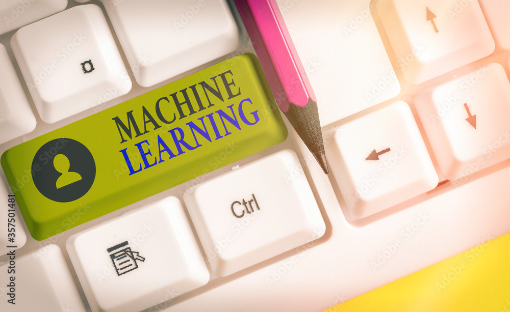 Poster writing note showing machine learning. business concept for the concept that a computer can learn ne
