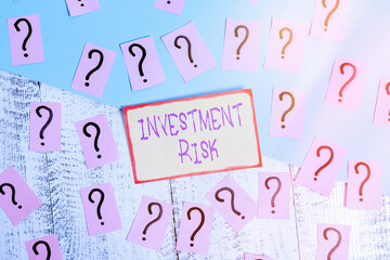 Text sign showing Investment Risk. Business photo text the probability of potential financial loss...