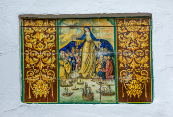 Ceramic altarpiece of the Virgin in Seville, Andalusia, Spain