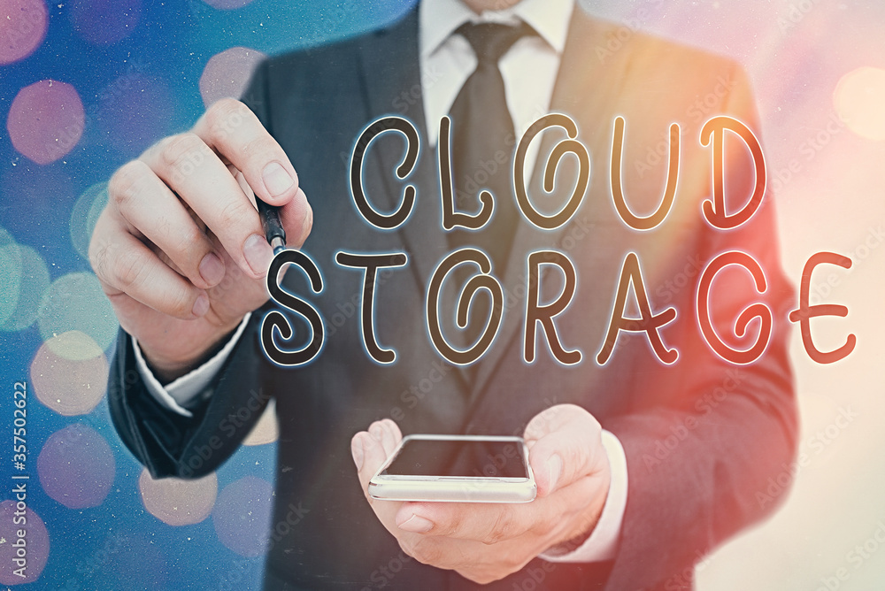 Poster handwriting text cloud storage. conceptual photo computing connect devices to cloud data on remote s