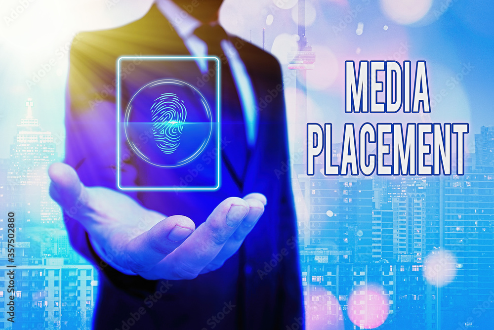 Poster text sign showing media placement. business photo text inserting a digital ad message to promote a b