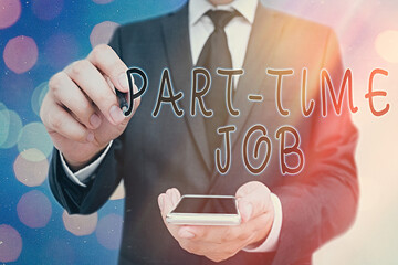 Handwriting text Part time Job. Conceptual photo employment marked by working less than 40 hours in a week