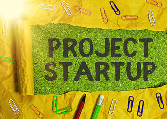 Word writing text Project Startup. Business photo showcasing the initial opportunity of a young...