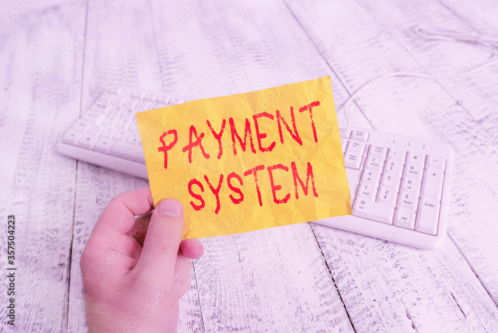 Aufkleber text sign showing payment system. business photo showcasing different transaction method allowing th