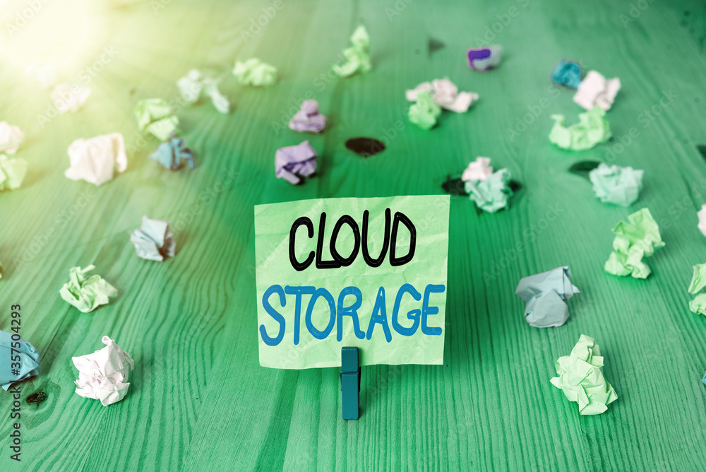 Aufkleber conceptual hand writing showing cloud storage. concept meaning computing connect devices to cloud da
