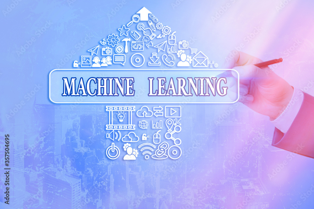Poster handwriting text writing machine learning. conceptual photo the concept that a computer can learn ne