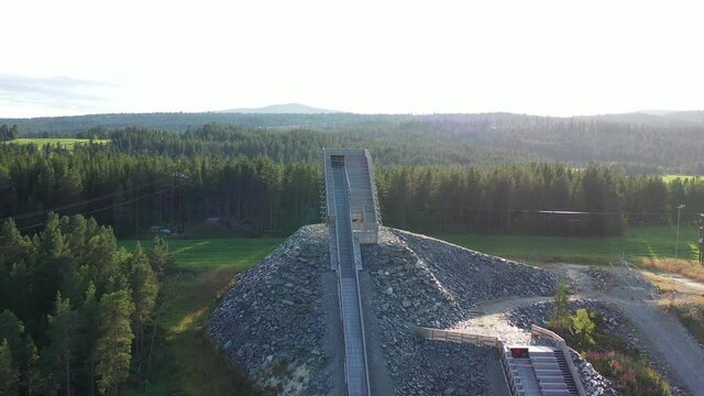 A summer view of a ski-jump ramp in Norway