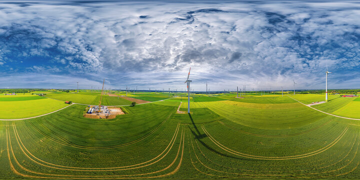 wind energy park in the fields 360° vr