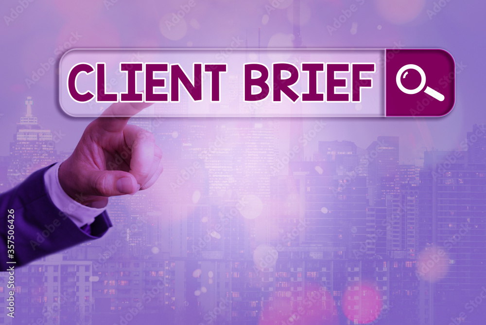 Aufkleber conceptual hand writing showing client brief. concept meaning the document granted by clients which 