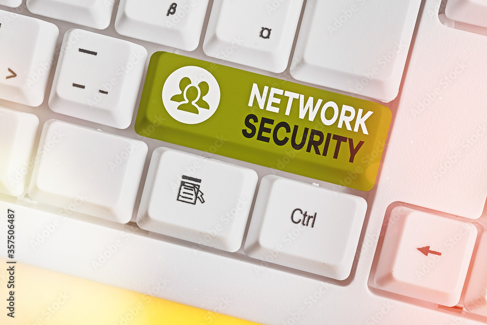 Poster word writing text network security. business photo showcasing practice of securing a computer web fr