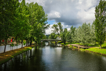 Fototapeta premium City park with river in the city of Sertã, Portugal