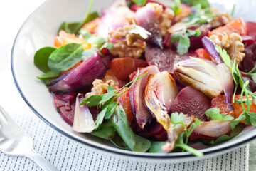 Beetroot, orange, red onion and walnut salad, an essential immune-boosting meal.