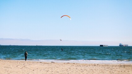 kite surfing on the beach