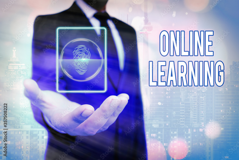 Aufkleber text sign showing online learning. business photo text taking a course that can be accessed over the