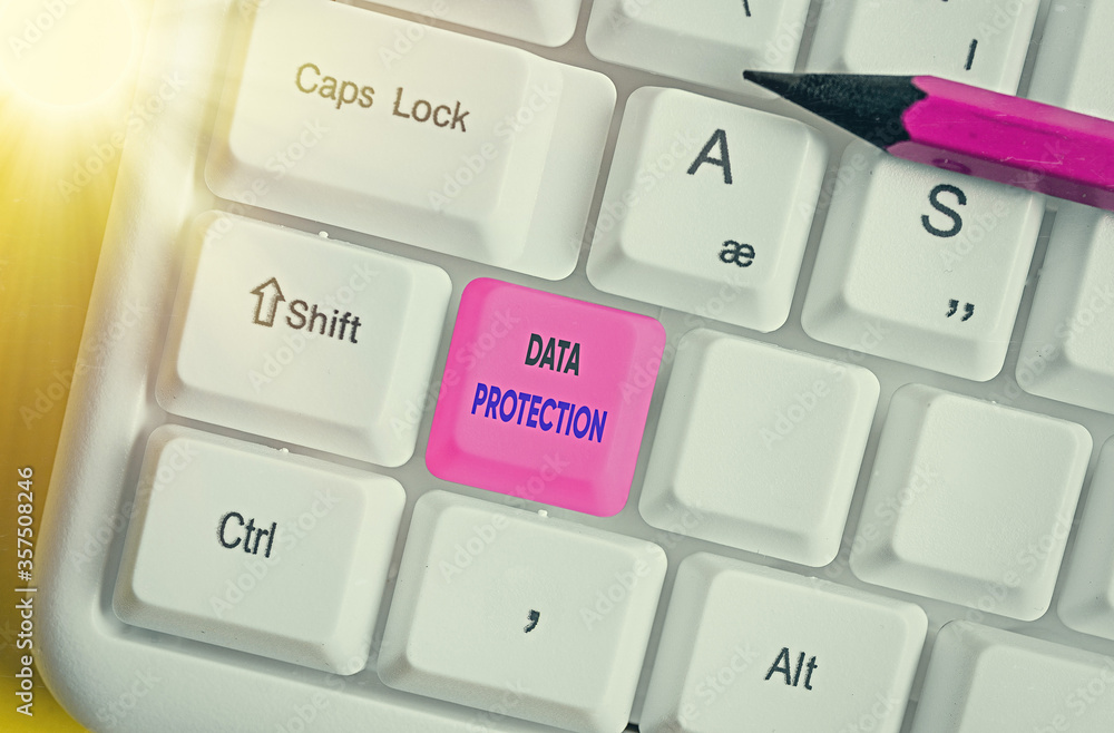 Poster text sign showing data protection. business photo showcasing safeguarding information away from a po