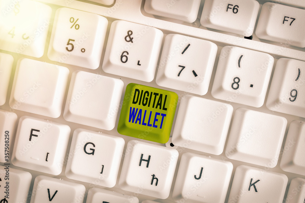 Poster text sign showing digital wallet. business photo text a financial account that allows creating an on