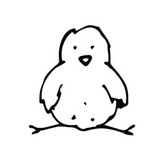 vector Doodle icon of a hand-drawn cute little chicken. isolated on a white background. domestic farm poultry. graphic decorative element.