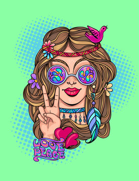 hippie girl poster