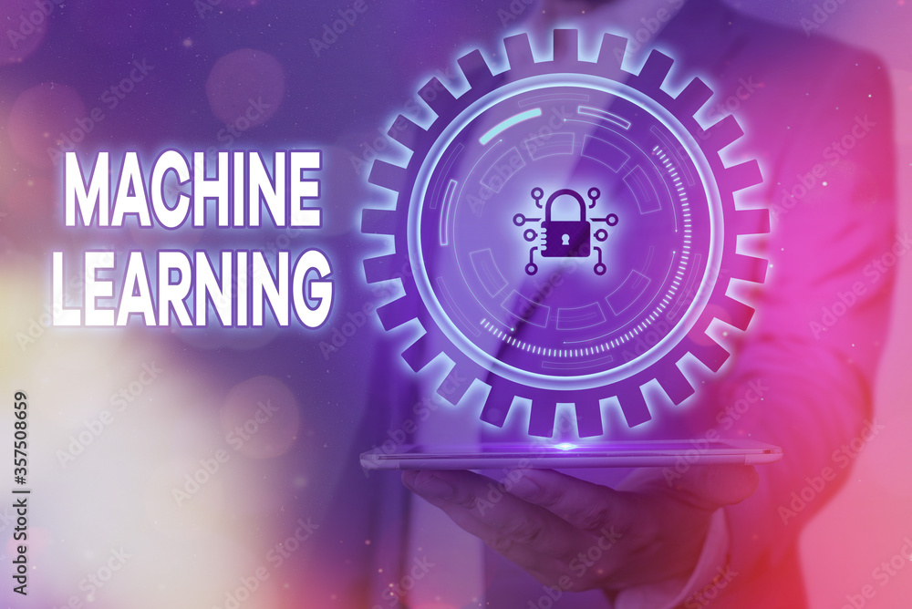 Poster handwriting text machine learning. conceptual photo the concept that a computer can learn new data i