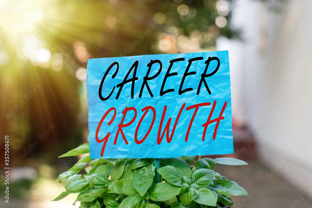 Poster conceptual hand writing showing career growth. concept meaning development ambitions attainment moti