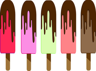 Chocolate ice cream icons set