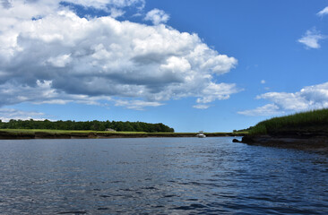 Beautiful Wide Tidal River and Marshland and Mud Flats