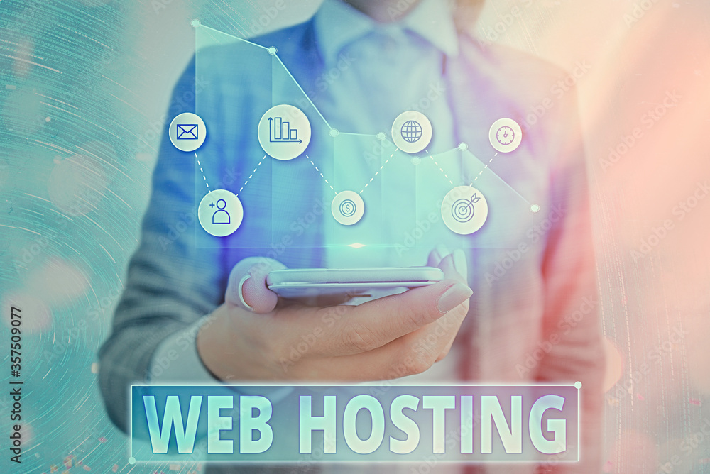 Poster text sign showing web hosting. business photo showcasing business allowing access to a server to sto